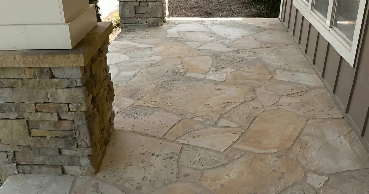 House entrance with professionally installed stone flooring in Rockford IL