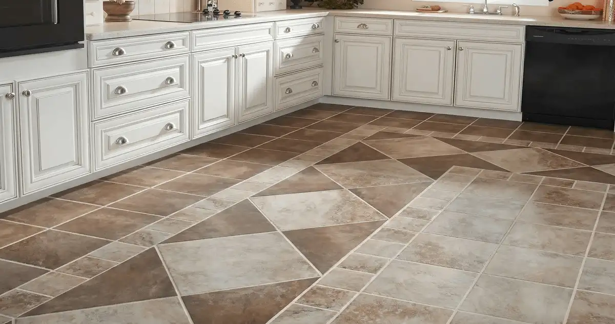 Kitchen with white cabinets and a professionally installed tile floor in Rockford, IL
